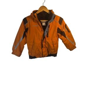 Columbia Youth Size 8 Orange Ski Jacket Hooded Winter Coat Reflective Pockets